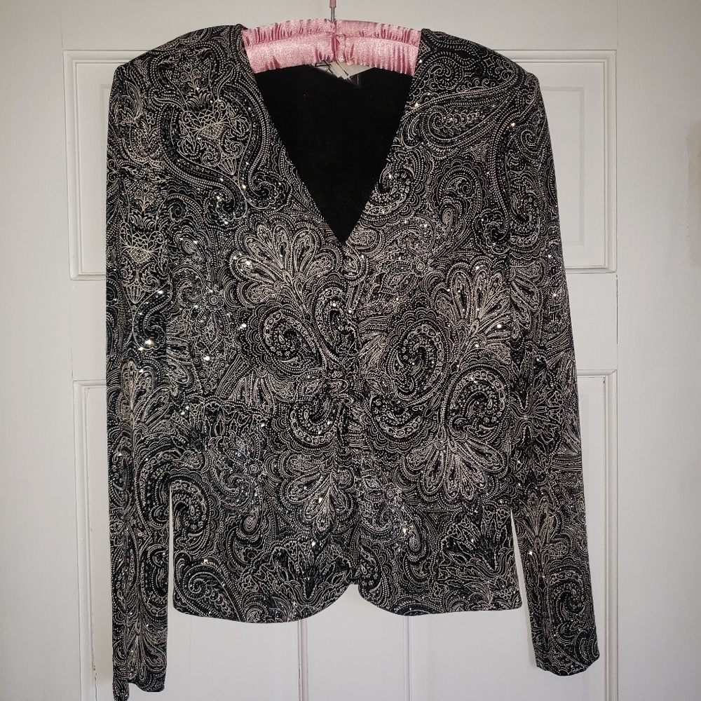 Alex Evenings blouse, silver, medium